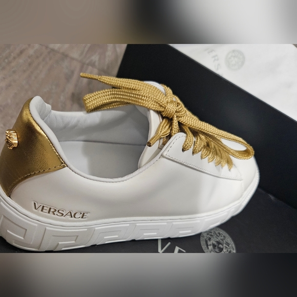 Versace Greca Kid's Bicolor Leather Low-Top Sneakers, Kids